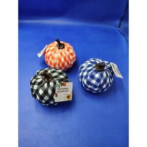 decorative plaid pumpkins, 5 inch, set of 6, pumpkins for fall decor